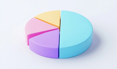 Obraz premium Pastel 3D pie charts display data with soft gradients and clean shapes, making them perfect for modern infographics.