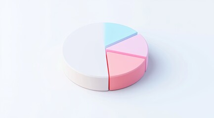 Obraz premium Pastel 3D pie charts display data with soft gradients and clean shapes, making them perfect for modern infographics.