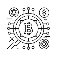 cryptocurrency icon, cryptocurrency line art - simple line art of cryptocurrency, perfect for cryptocurrency logos and icons
