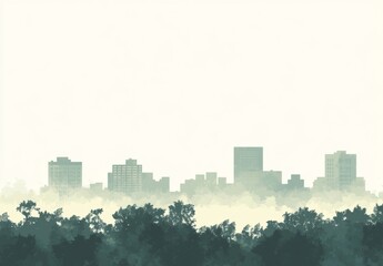 Obraz premium Misty city skyline view
