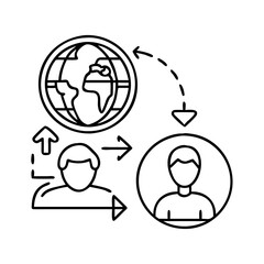 cultural exchange icon, cultural exchange line art - simple line art of cultural exchange, perfect for cultural exchange logos and icons