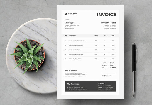Professional Invoice Template with Modern Layout
