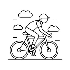 Naklejka premium cycling icon, cycling line art - simple line art of cycling, perfect for cycling logos and icons