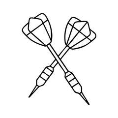 darts icon, darts line art - simple line art of darts, perfect for darts logos and icons