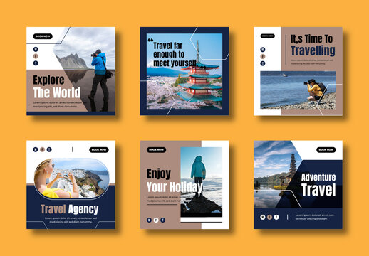 Travel Social Media Post Template and Adventure and Holiday  Design for Travel Agencies