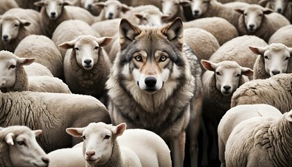 Obraz premium Wolf Among Sheep