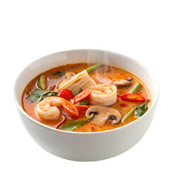 Delicious Tom Yum Soup with Shrimp A Spicy Thai Delight isolated on transparent background