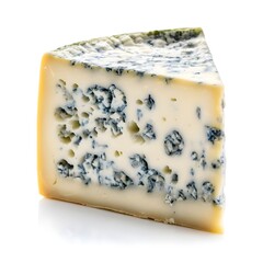 Wedge of Blue Cheese Isolated on White