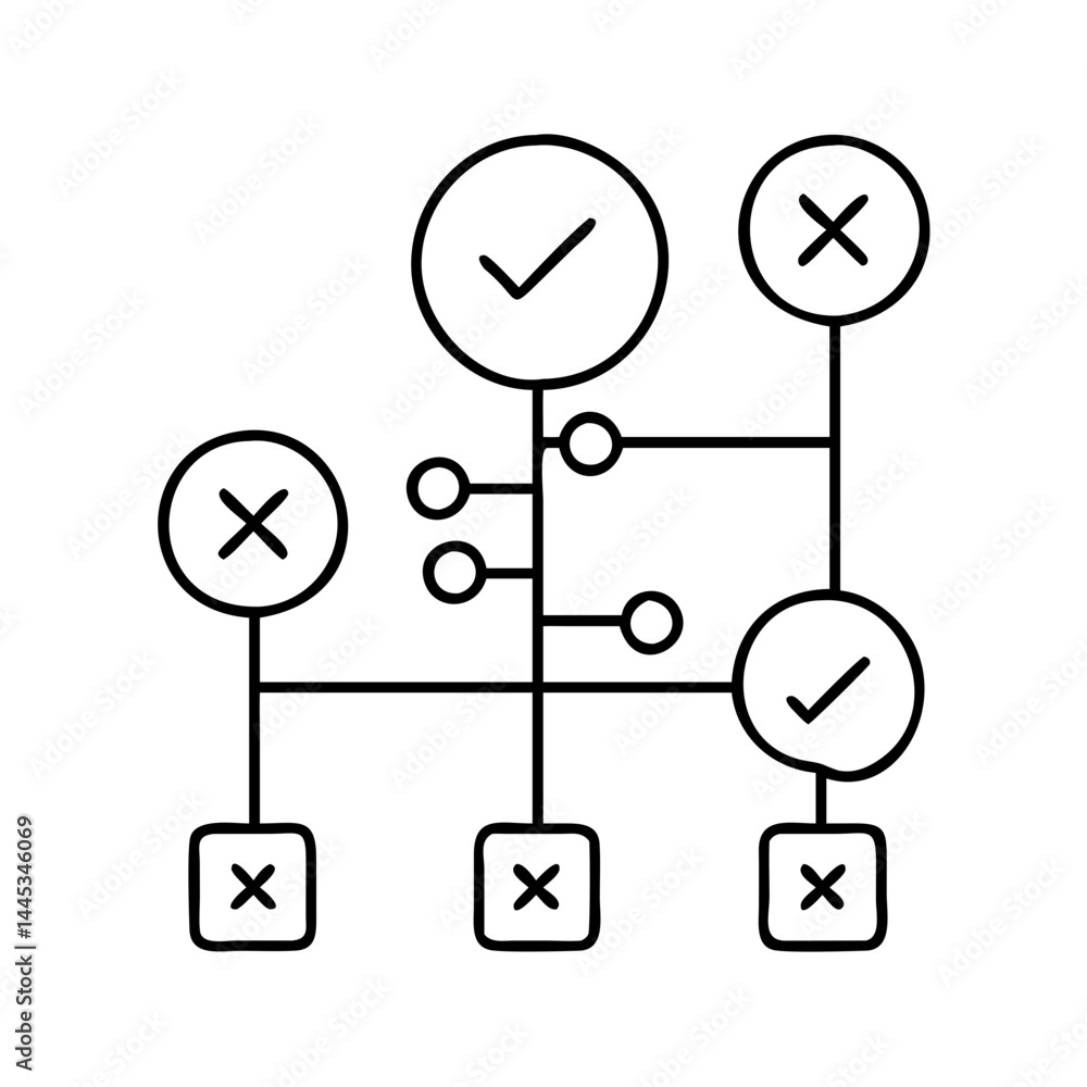 Aufkleber decision tree icon, decision tree line art - simple line art of decision tree, perfect for decision 