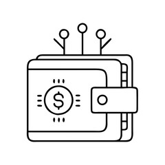 digital wallet icon, digital wallet line art - simple line art of digital wallet, perfect for digital wallet logos and icons