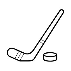 hockey stick and puck icon, hockey stick and puck line art - simple line art of hockey stick and puck, perfect for hockey stick and puck logos and icons
