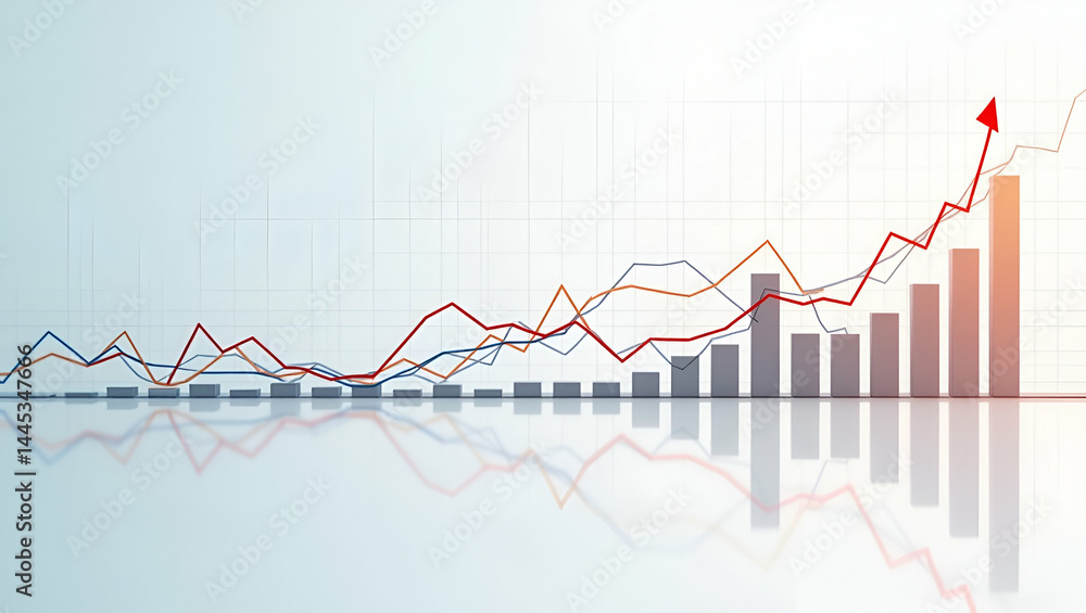 Poster comprehensive global economics and tariffs visualization: line graphs, bar charts, and trade dynamic