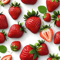 Fresh Red Strawberries Seamless Pattern