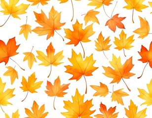 Fototapeta premium Falling Autumn Leaves Seamless Pattern