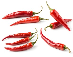 Red Chili Peppers Collection, Isolated on White