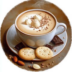Almond, cookie, white chocolate coffee.