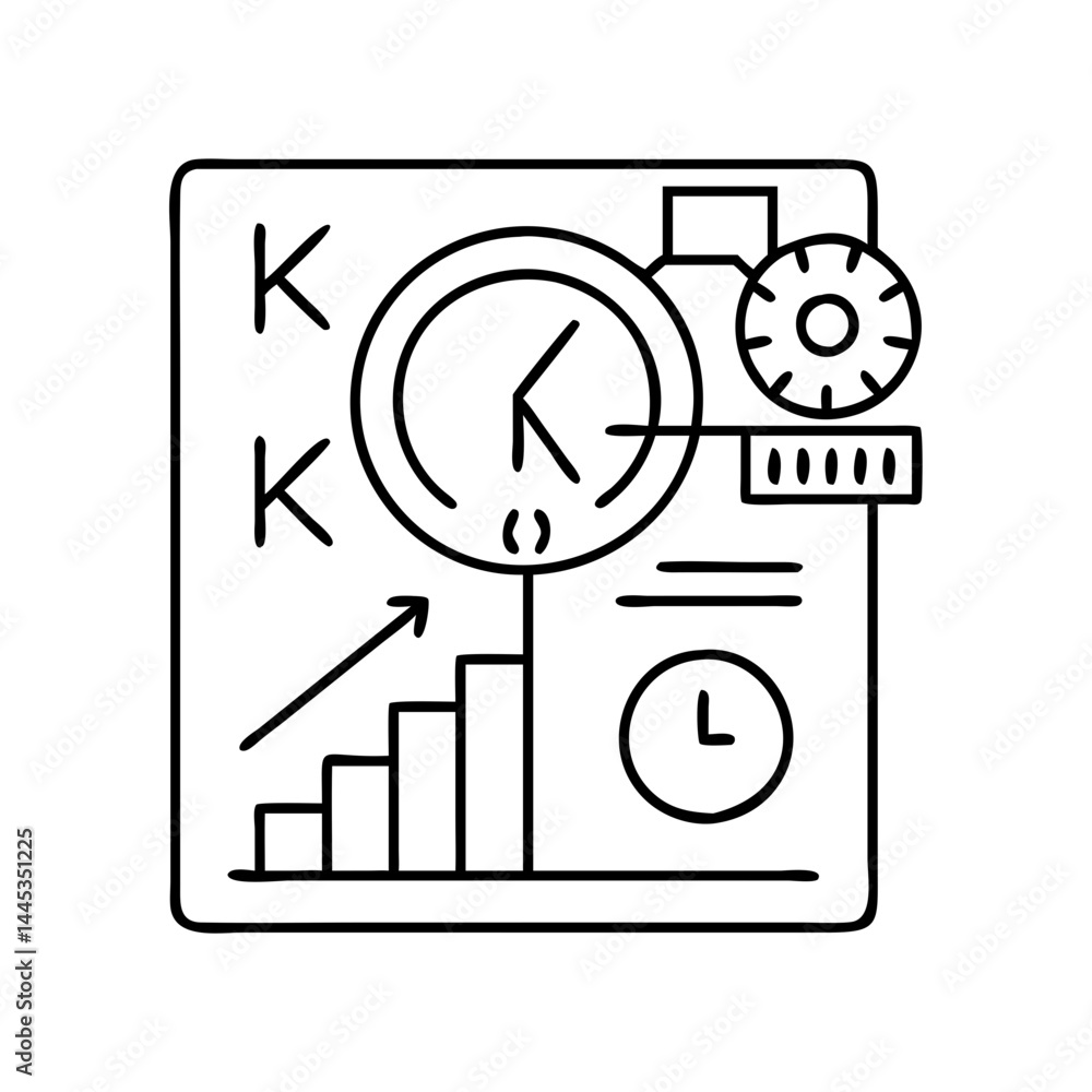 Aufkleber key performance indicators kpi icon, key performance indicators kpi line art - simple line art of ke