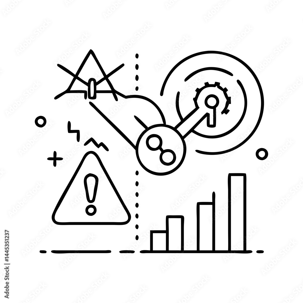 Poster key risk indicator kri icon, key risk indicator kri line art - simple line art of key risk indicator