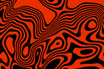 Abstract red wavy lines on black background. Eps 10