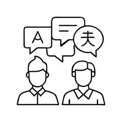 language diversity icon, language diversity line art - simple line art of language diversity, perfect for language diversity logos and icons