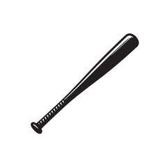 Baseball Bat Silhouette Icon Isolated on White Background