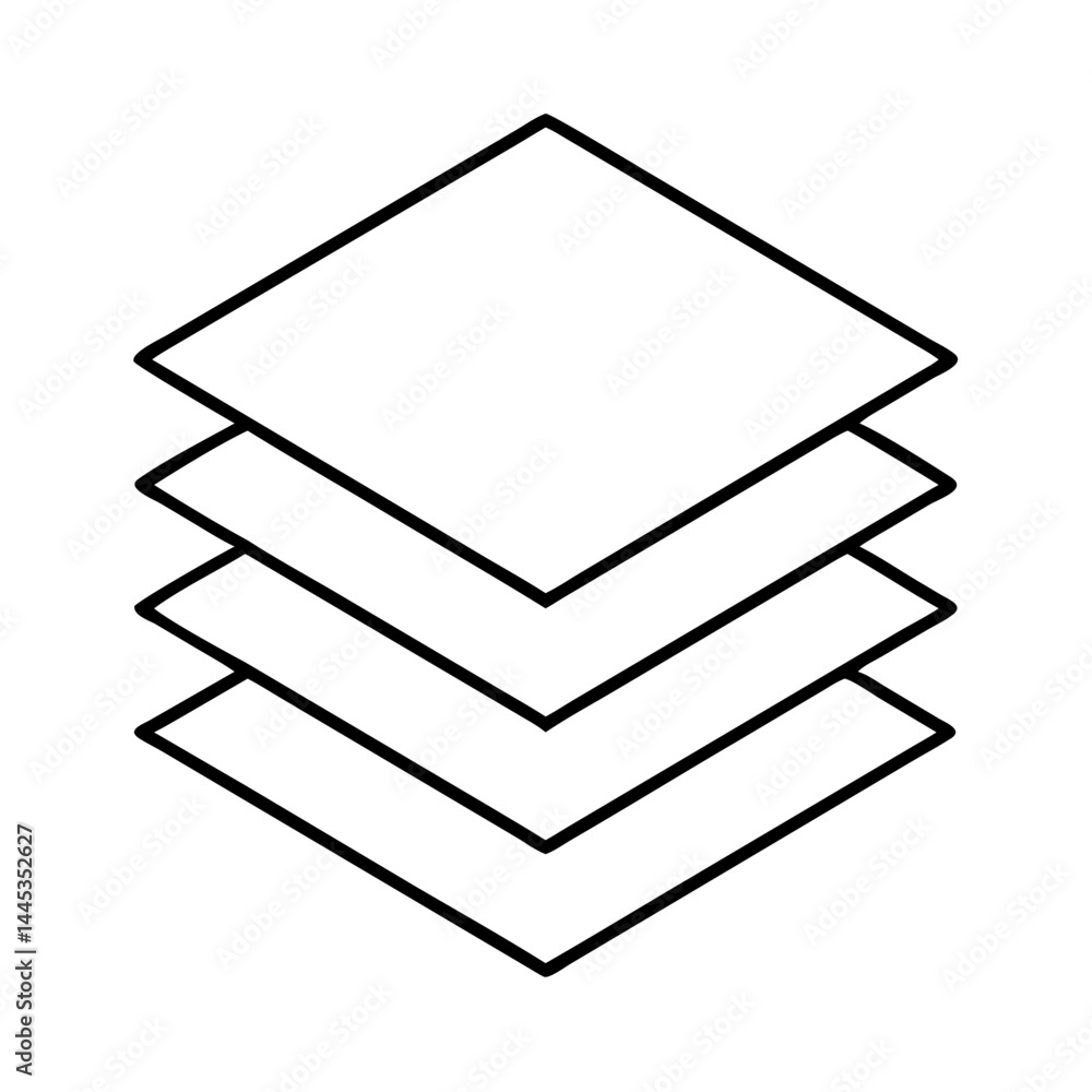 Poster layers icon, layers line art - simple line art of layers, perfect for layers logos and icons