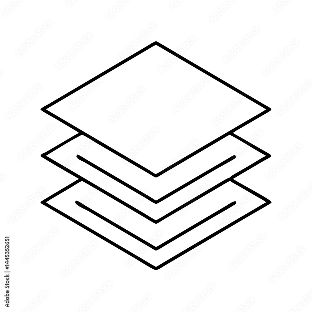 Poster layers icon, layers line art - simple line art of layers, perfect for layers logos and icons