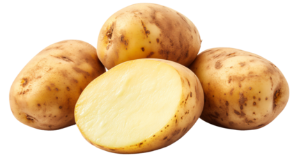 Fresh Potatoes Isolated on White Background for Food Photography