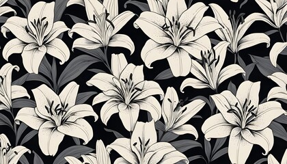 Monochromatic Lily Floral Pattern