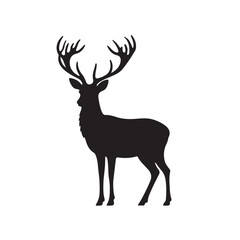 Deer Standing Silhouette Icon Isolated on White Background