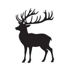 Deer Silhouette Icon Isolated on White Background