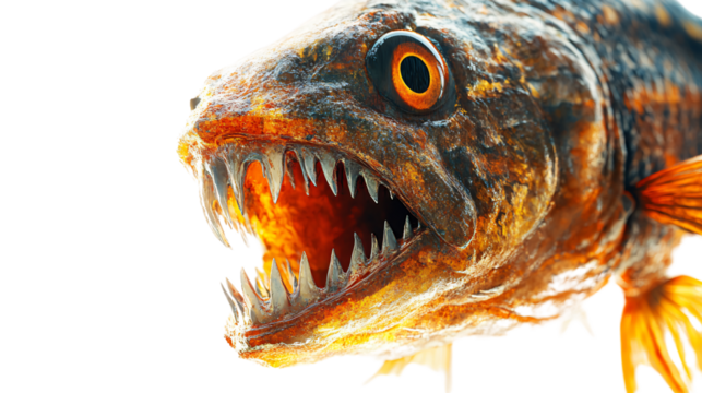 Fierce Piranha Isolated on White Background for Graphic Designers and Fish Enthusiasts