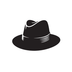 Classic Fedora Hat Outline in Vector Silhouette Format