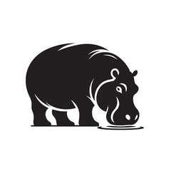 Hippo Animal Silhouette Graphic in Clean Vector Style