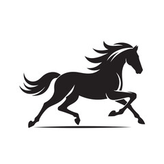 Running Horse Silhouette in Motion, Vector Design
