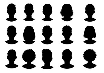Head silhouette collection isolate on white background