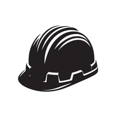 Construction Helmet Safety Gear Silhouette Vector