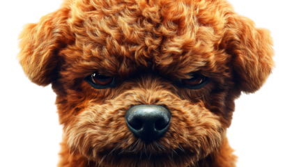 Angry Disgruntled Poodle Dog Isolated on White Background