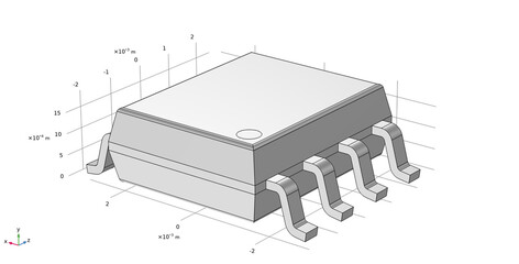 Computer 3d model of electronic component -
integrated micro circuit.
Engineering technical analysis,
investigation of pcb radio part
using technic cad aided design system.
Study of digital radionics.