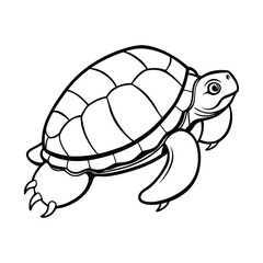 Simple Line Drawing of a Smiling Turtle for Coloring