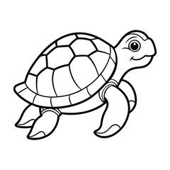 Simple Line Drawing of a Smiling Turtle for Coloring