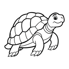 Simple Line Drawing of a Smiling Turtle for Coloring