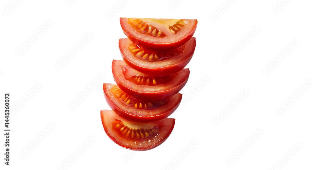 Poster stack of fresh red tomato slices on a trasparent background