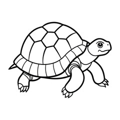 Simple Line Drawing of a Smiling Turtle for Coloring