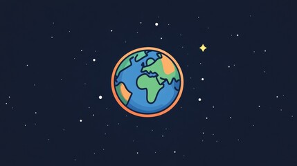 minimal Earth icon with just the planets outline in a single continuous line.