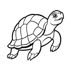 Simple Line Drawing of a Smiling Turtle for Coloring
