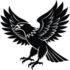 Fototapeta premium Majestic Black Silhouette of an Eagle with Wings Spread Wide