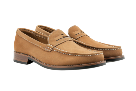 Stylish suede penny loafers classic design tan color comfortable fit perfect for casual wear