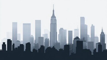 Fototapeta premium minimalist vector illustration of a city skyline with clean lines and monochrome tones.