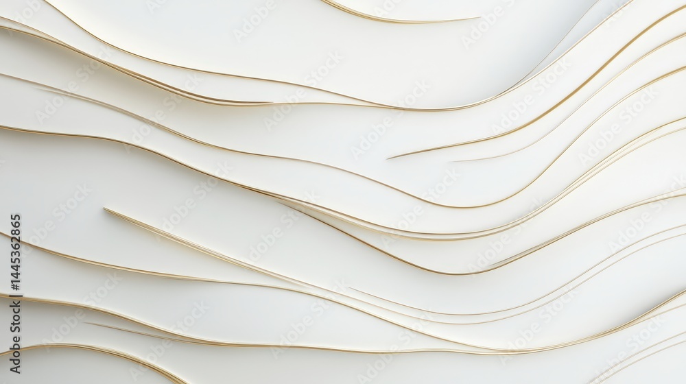 Poster minimalist white background with subtle golden geometric lines, creating a modern and elegant abstra